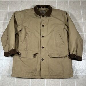 Vintage LL Bean Field Coat Chore Barn Jacket Corduroy Collar Size Large Workwear